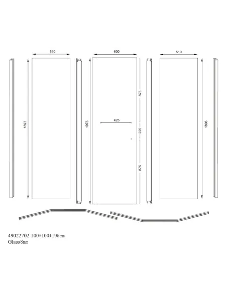 Душевая кабина без поддона Asignatura Tinto 100х100 раздвижная, пятиугольная, профиль черный - 7
