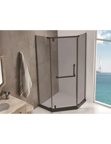 Душевая кабина без поддона Asignatura Turia 90х90 распашная, пятиугольная, стекло серое - 4
