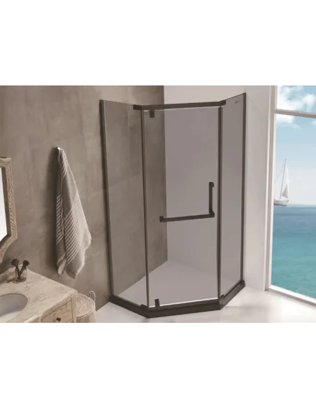 Душевая кабина без поддона Asignatura Turia 90х90 распашная, пятиугольная, стекло серое - 4