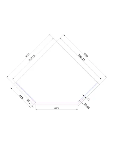 Душевая кабина без поддона Asignatura Turia 90х90 распашная, пятиугольная, стекло серое - 5