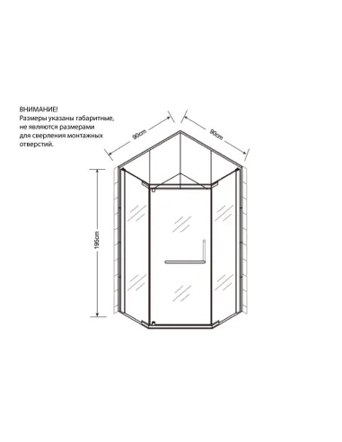 Душевая кабина без поддона Asignatura Turia 90х90 распашная, пятиугольная, стекло серое - 6