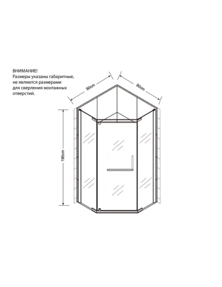 Душевая кабина без поддона Asignatura Turia 90х90 распашная, пятиугольная, стекло серое - 6