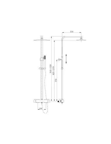 Душевая система с термостатом Asignatura Unique 85527802 без излива, черная - 2