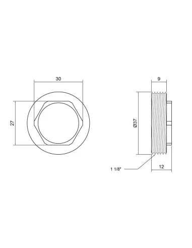 Гайка для картриджа Lidz CRM 46 03 001 35, 35 мм - 2
