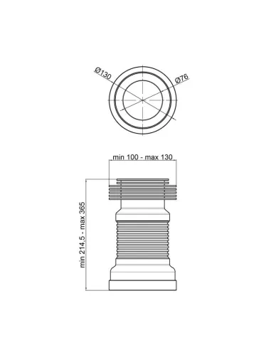 Гофра армированная для унитаза Lidz WHI 60 01 G001 00, 365 мм - 2