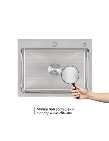 Мийка для кухні з нержавіючої сталі Lidz Brush H5845 3.0/1.0 мм з дозатором для миючого засобу - 3