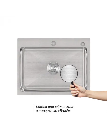 Мийка для кухні з нержавіючої сталі Lidz Brush H5845 3.0/1.0 мм з дозатором для миючого засобу - 3