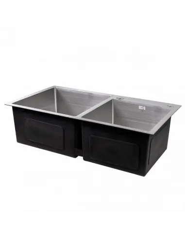 Мийка для кухні з нержавіючої сталі Lidz Brush H7843 3.0/1.0 мм з дозатором для миючого засобу - 4