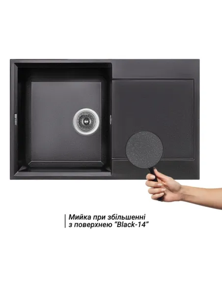Мийка для кухні кам`яна Lidz BLM-14, 790х500х235 мм - 3