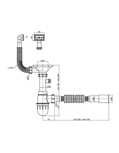 Сифон для кухонного миття Lidz GRA 47 01 002 01, 3 дюйми - 2