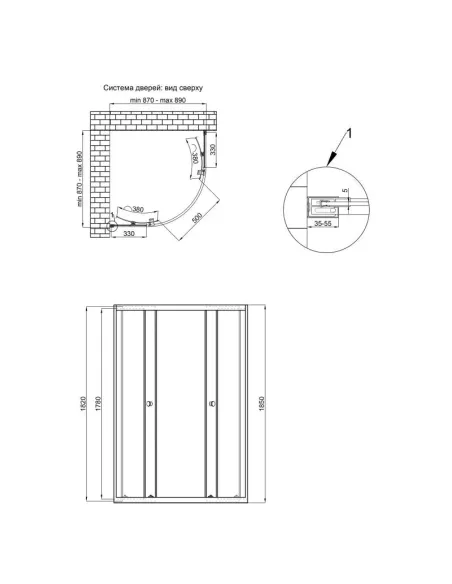Душевая кабина без поддона Q-Tap Presto Pear CRM1099AP5, полукруглая - 2