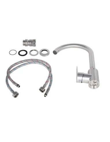 Змішувач для кухні з нержавіючої сталі Lidz Vida 04U-SFS, нікель - 3