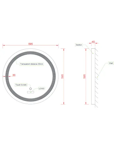 Зеркало Asignatura Unique 85401802 с LED подсветкой 600 мм, черное  - 6