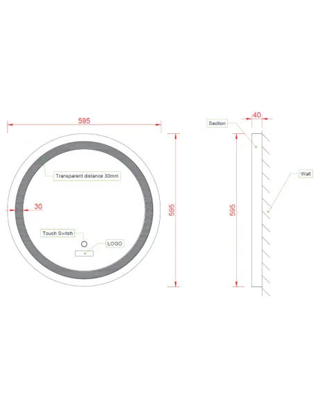 Зеркало Asignatura Unique 85401802 с LED подсветкой 600 мм, черное  - 6
