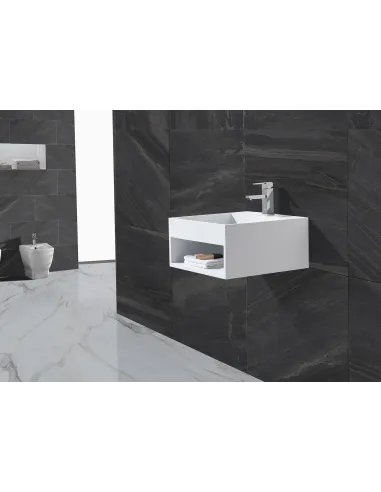 Раковина из искусственного камня Asignatura Monolith 25701804 подвесная, белая - 4