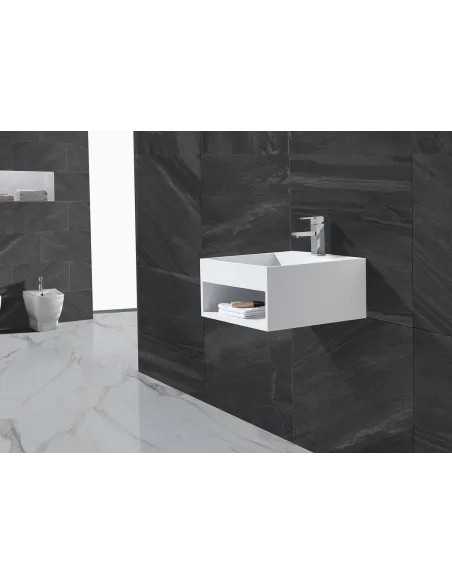 Раковина из искусственного камня Asignatura Monolith 25701804 подвесная, белая - 4