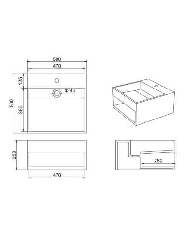 Раковина из искусственного камня Asignatura Monolith 25701804 подвесная, белая - 5