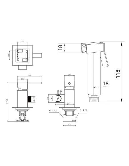 Смеситель для биде с гигиеническим душем Asignatura Intense 65508900 - 3