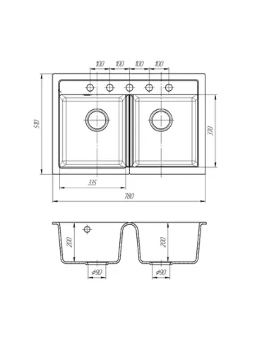 Мийка для кухні з граніту Romzha Valuri 78-2D Avena 501, 780х510х217 мм - 2