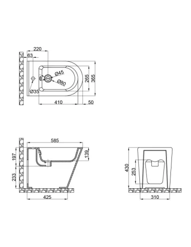Биде напольное Q-Tap Scorpio White, 430х365х585 мм - 2