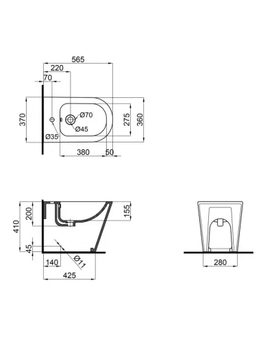 Біде підлогове Q-Tap Stork White, 565х370х410 мм - 2