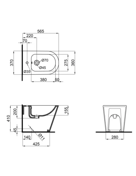 Біде підлогове Q-Tap Stork White, 565х370х410 мм - 2