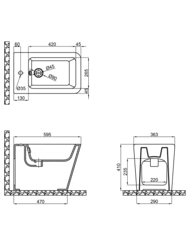 Біде підлогове Q-Tap Tern White, 595х363х410 мм - 2