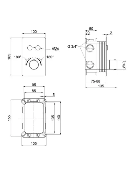 Змішувач для душу прихованого монтажу Q-Tap Votice 6442T105NKC з термостатом - 2