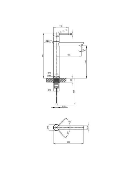 Змішувач для раковини у ванній Q-Tap Spring CRM 001XL, високий вилив - 2