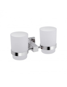 Склянка для ванної кімнати подвійна Q-Tap Sklenka 6201103C білий, хром - 1