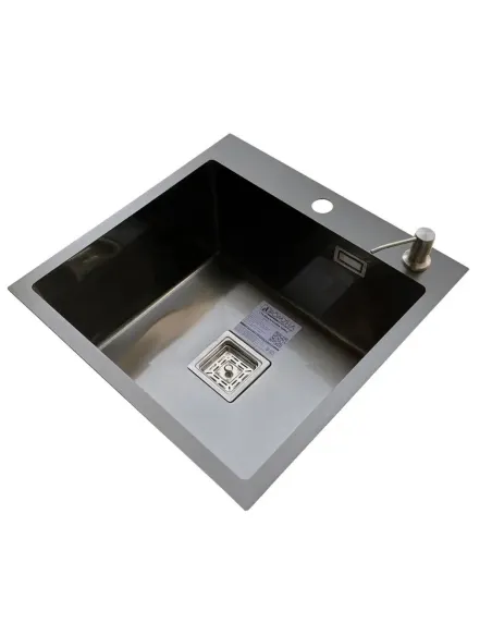 Мойка для кухни из нержавеющей стали квадратная Romzha Arta Nova U-450 BL черная - 6