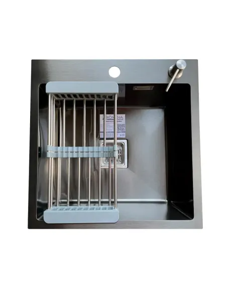 Мойка для кухни из нержавеющей стали квадратная Romzha Arta Nova U-450 BL черная - 8