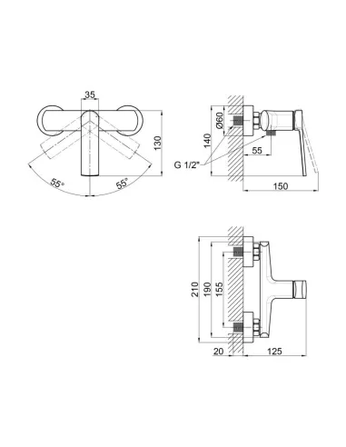 Смеситель для душа наружного монтажа Q-Tap Slavonice 4042103C хром - 2