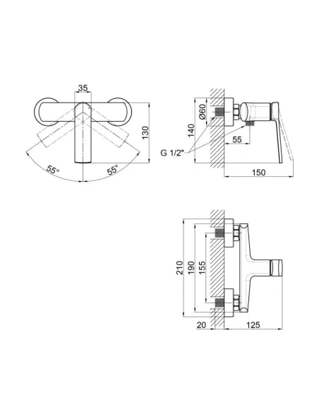 Смеситель для душа наружного монтажа Q-Tap Slavonice 4042103C хром - 2 Смеситель для душа наружного монтажа Q-Tap Slavonice 4042103C хром - 2